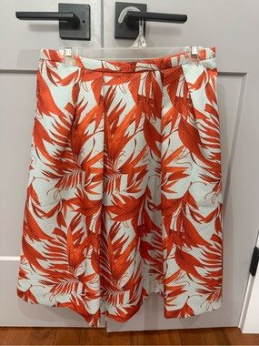 H&M Orange and White Printed Skirt